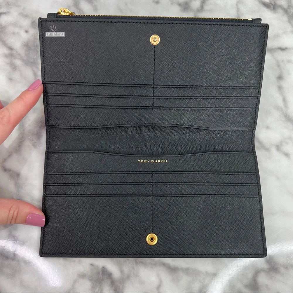 Tory Burch Emerson Slim Wallet In Black - Picture 6 of 7
